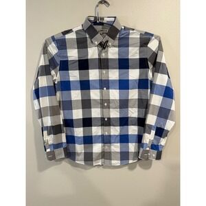 Express Mens Fitted Long Sleeve Button Up Plaid Shirt Large